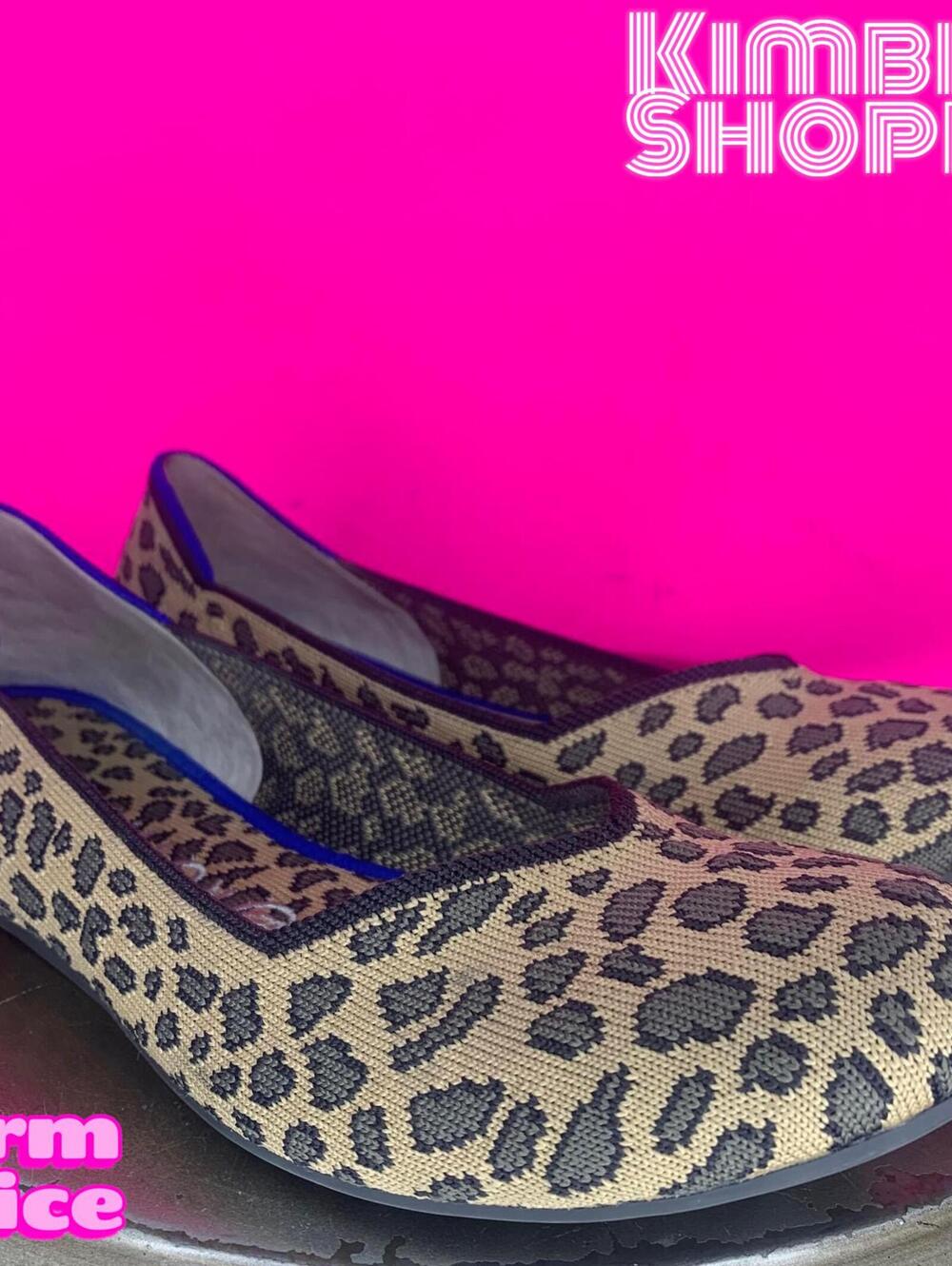 Rothy's The Flat Leopard Print Knit Ballet Flat US 9 UK 6.5 EU 39
